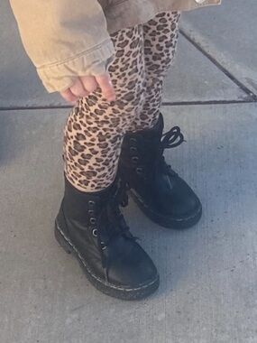 Sincerly Jules Toddler Black Combat Lace Boots - Glitter Sole Size 9